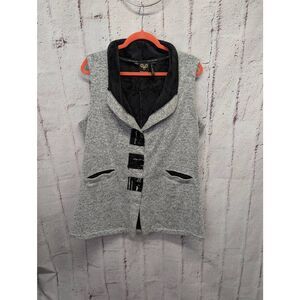 Wooly Bully Wear Gray Fleece Vest Womens Sz L Large 3 Buttons Pockets‎